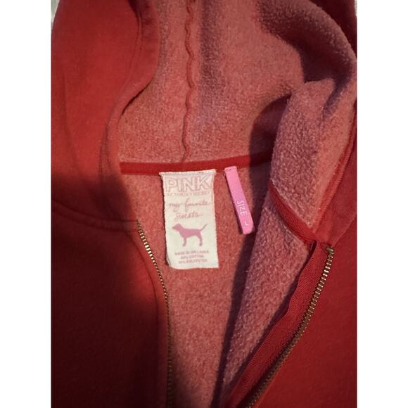 Y2k Victorias Secret VS PINK Full Zip Foil Red Hoodie Sweatshirt Large VTG - Picture 3 of 5
